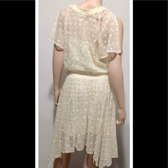 LEIFNOTES Net Dot & Gleam Sequin mesh asymmetrical short sleeve Dress size 4 - Picture 4 of 15